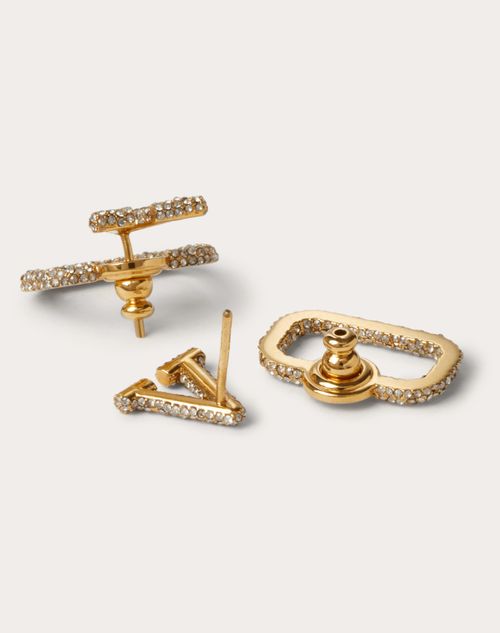 Valentino Garavani - Vロゴ シグネチャー メタル X スワロフスキー®クリスタル ピアス - ゴールド/クリスタルシルバー - ウィメンズ - ジュエリー