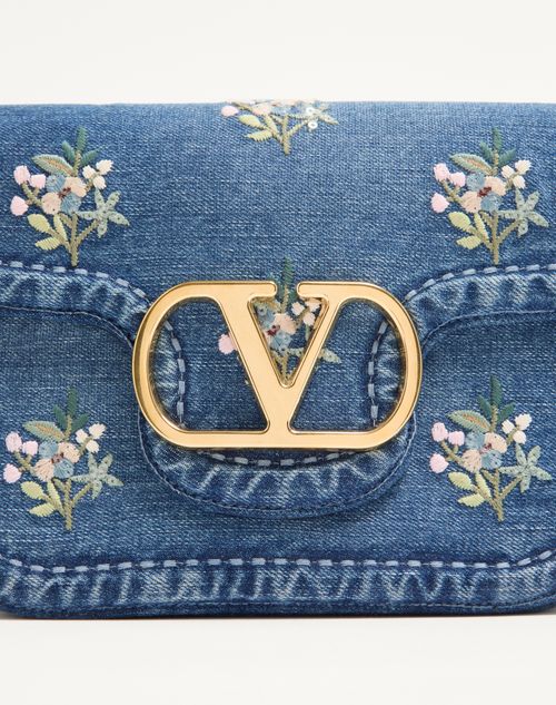 Valentino Garavani - Borsa A Spalla Media Valentino Garavani Alltime In Denim Ricamata Con Tracolla Nastro Ricamato - Denim - Donna - Borse A Spalla
