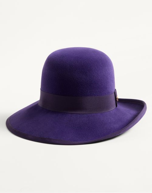 Valentino Garavani - Vlogo Signature Hat In Lapin Fabric - Purple - Woman - Hats And Gloves