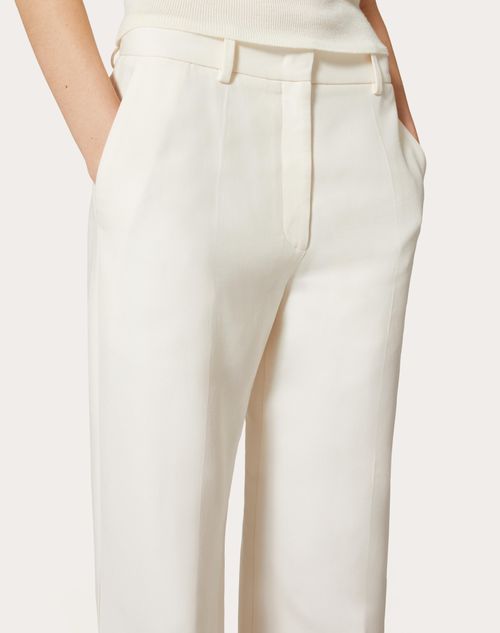 Pantalón ancho de crepé Mujer, Blanco