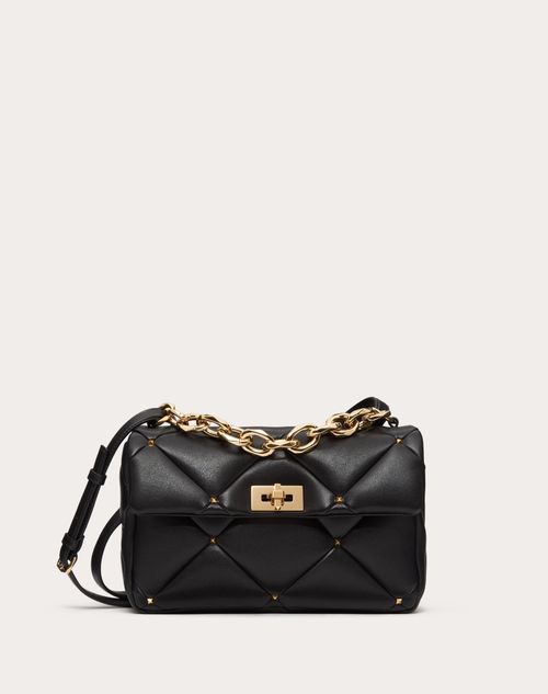 Valentino Garavani Roman Stud Bag In Nappa Patchwork for Woman in Black Valentino CA