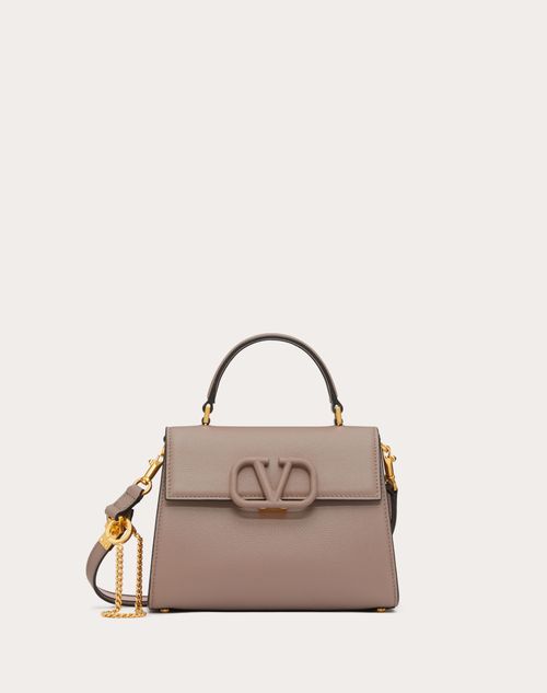 Valentino Garavani - Petit Sac À Main Vsling En Veau Grainé - Clay/rose Quartz - Femme - Sacs À Main