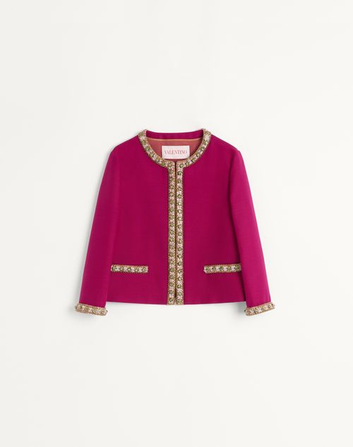 Valentino - Embroidered Crepe Couture Jacket - Magenta - Woman - Jackets And Blazers