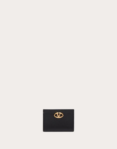 Valentino Garavani - The Bold Edition Calfskin Card Holder - Black - Woman - Wallets And Small Leather Goods