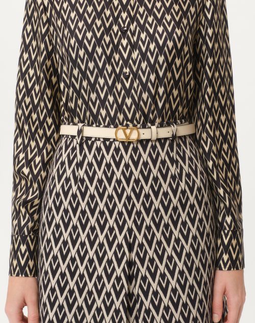 Valentino Garavani - Ceinture Vlogo Signature En Cuir De Veau Brillant, 20 mm - Beurre - Femme - Ceintures