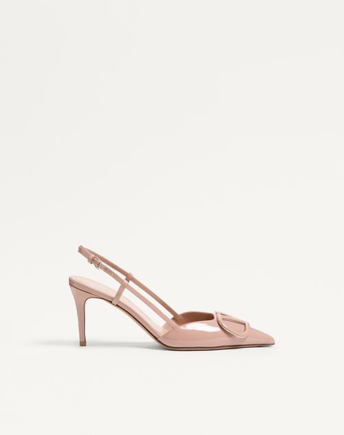 Valentino Garavani - 페이턴트 가죽 브이로고 시그니처 슬링백 펌프스 80mm - 로즈 카넬 - 여성 - 펌프스