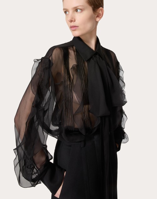 Blouse Mexx Vintage Noire En Mousseline, Manches Longues Et Col Large - Taille 8, état Impeccable