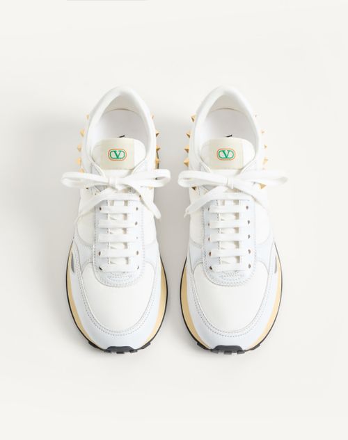 Valentino Garavani - Stud Up Sneaker In Leather And Nylon - White - Man - Sneakers