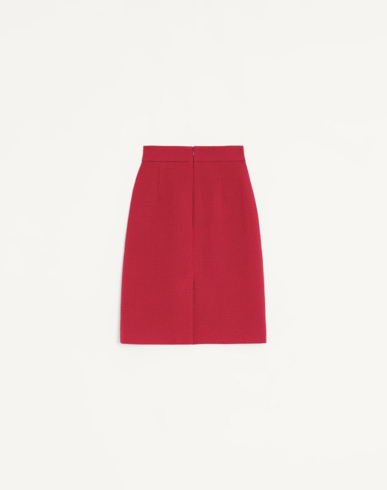 Valentino Plain Wool Tweed Midi Skirt Woman Paris 44