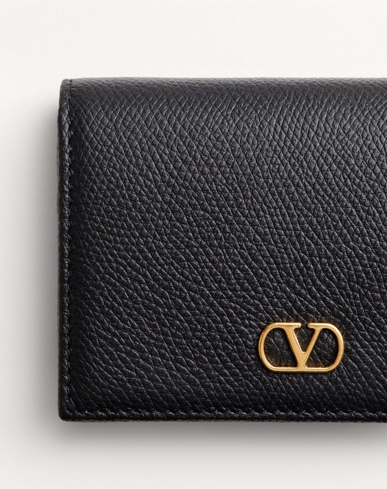 Valentino Garavani Vlogo Signature Grainy Calfskin Wallet Woman Black Uni