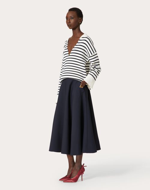 Valentino - Crepe Couture Midi Skirt - Navy - Woman - Shelf - W Pap - Urban Riviera W1
