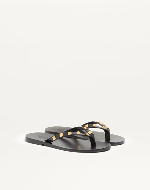 Valentino Garavani - Rockstud Calfskin Thong Sandal 05mm - Black - Woman - Sandals