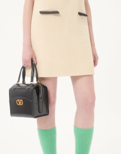 Valentino - Short Dress In Plain Wool Tweed - Almond/black - Woman - Dresses