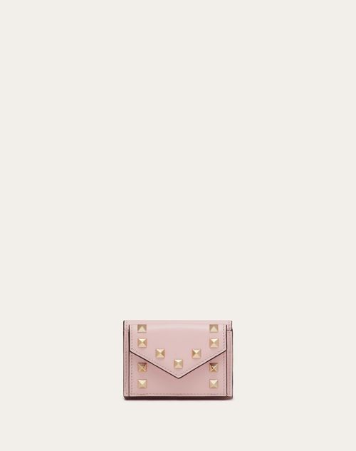 Valentino Garavani - Small Rockstud Calfskin Wallet - Rose Quartz - Woman - Wallets And Small Leather Goods