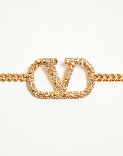 Valentino Garavani - Vlogo Signature Chain Belt With Crystals - Antique Brass - Woman - Belts