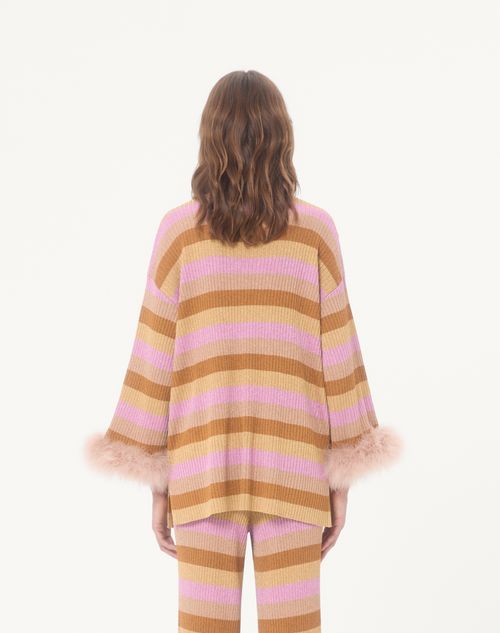 Valentino - Lurex And Cotton Sweater With Feather Detail - Multicolor - Woman - Knitwear