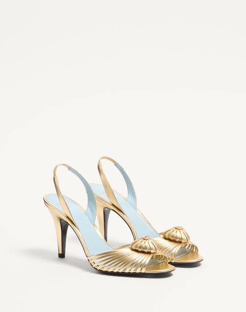 Valentino Garavani - Royal Sandal In Laminated Nappa 85mm - Antique Brass - Woman - Sandals