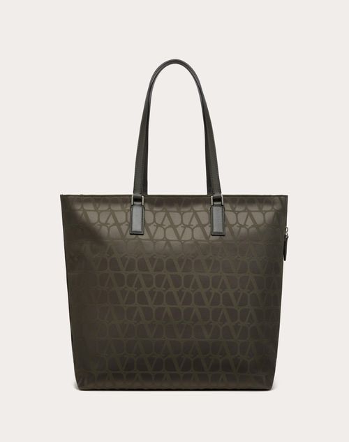 Toile Iconographe Shopping Bag In Technical Fabric With Leather Details for Man in Black Valentino NO