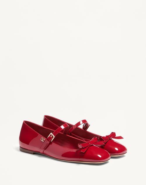 Valentino Garavani - Mary-jane Romance Bow Ballerina In Patent Leather - Rosso Valentino - Woman - Woman Sale