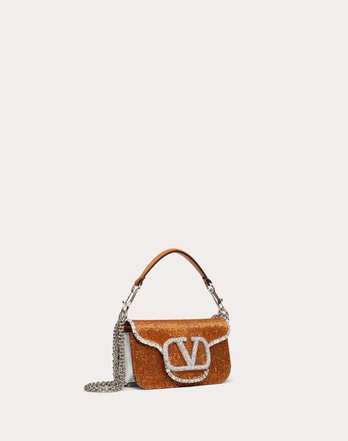 Valentino Garavani - Locò Embroidered Small Shoulder Bag - Orange/crystal - Woman - Bags