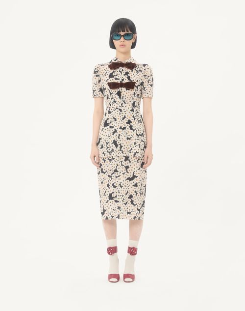 Valentino - Crepe De Chine Dress With Apres L'hiver Primula Print - Black/multicolor - Woman - Ready To Wear