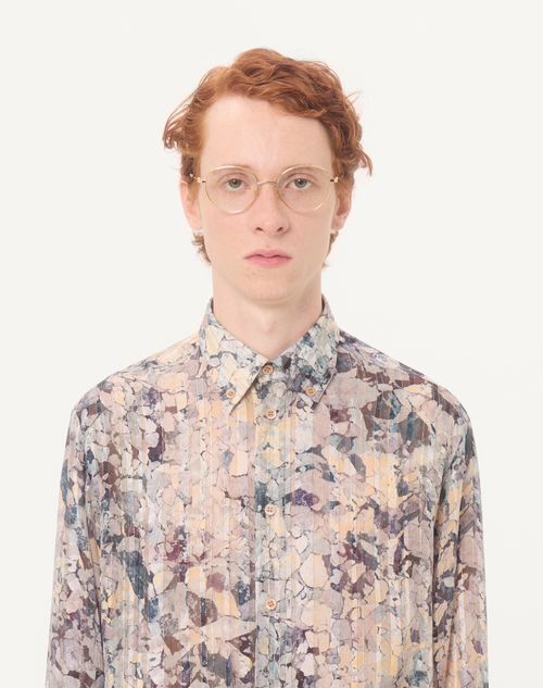 Valentino - Valentino Silk And Lurex Shirt With All-over Urbs Print - Grey/multicolour - Man - Shirts