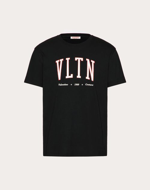 COTTON CREWNECK T-SHIRT WITH VLTN PRINT