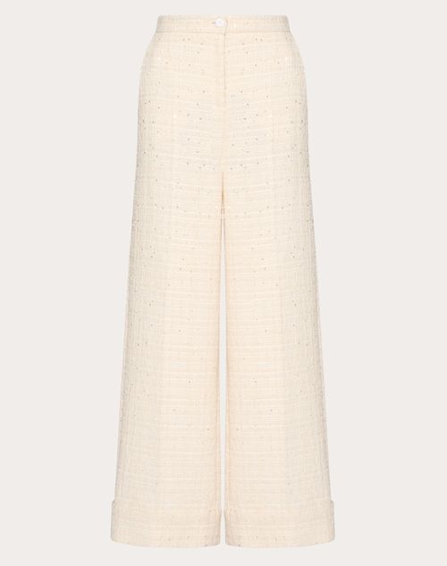 Valentino - Delicate Tweed Trousers - Natural - Woman - Trousers And Shorts
