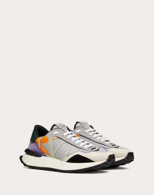 Valentino Garavani - Netrunner Fabric And Suede Sneaker - Gray/multicolor - Man - Lace E Net Runner - M Shoes
