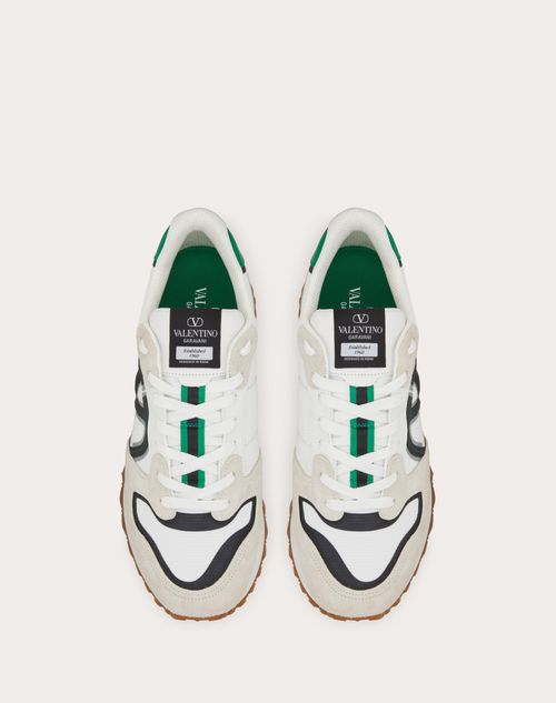 Valentino Garavani - Vlogo Pace Low-top Trainer In Split Leather, Fabric And Calfskin - White/green - Man - Sneakers