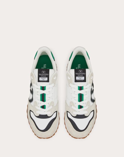 Valentino Garavani - Vlogo Pace Low-top Sneaker In Split Leather, Fabric And Calf Leather - White/green - Man - Man View All