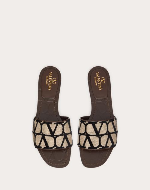 Toile Iconographe Slide Sandal for Woman in Beige black Valentino US