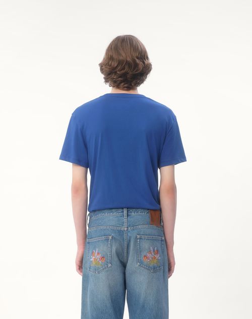 Valentino Cotton T shirt With Vlogo Patch Man Blue S