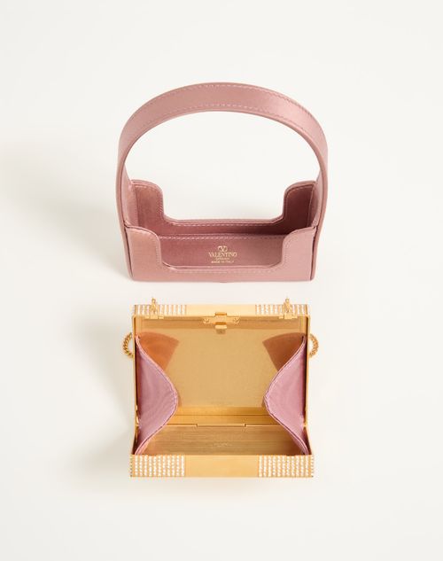 Valentino Garavani - Minaudière Valentino Garavani Minaumorphe De Metal Con Cristales De Swarovski® Y Estuche De Satén - Latón/rosa - Mujer - Bolso De Mano