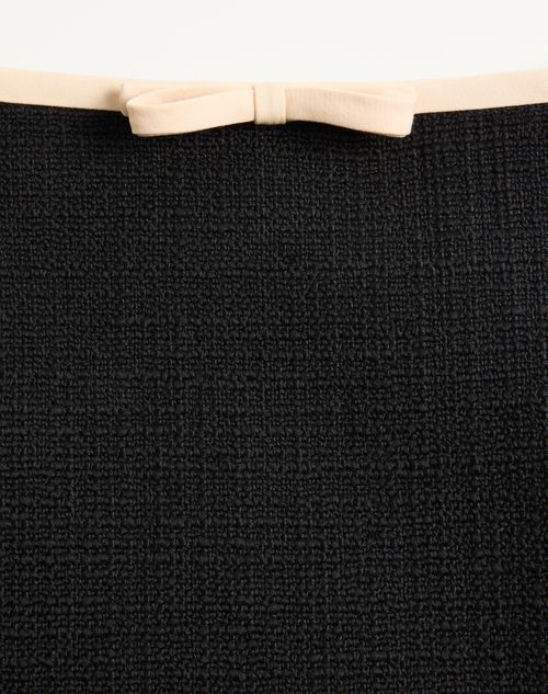 Valentino - Plain Wool Tweed Skirt - Black/red/green - Woman - Skirts