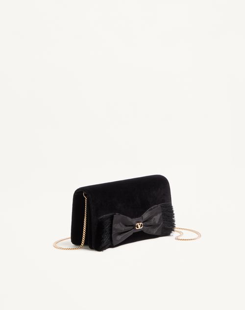 Valentino Garavani - Vlogo Signature Mini Velvet Shoulder Bag - Black - Woman - Wallets & Cardcases - Accessories