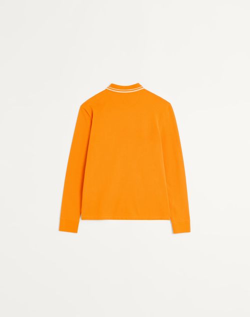 Valentino - Valentino Cotton Piqué Polo With Vlogo Patch - Orange - Man - Man Ready To Wear Sale