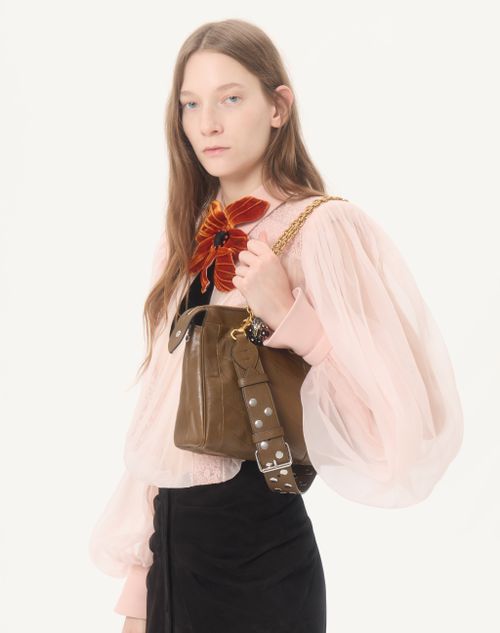 Valentino Garavani - Valentino Garavani Panthea Shoulder Bag In Nappa Leather With Chevron Pattern - Tundra - Woman - Shoulder Bags