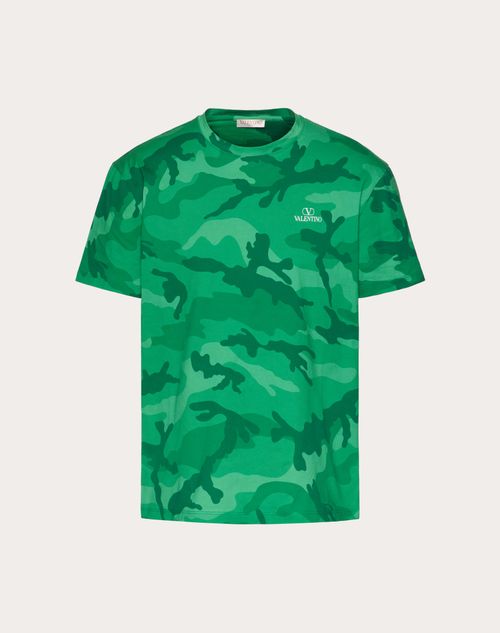 Valentino - Camouflage Print Cotton T-shirt - Emerald Camo - Man - T-shirts And Sweatshirts