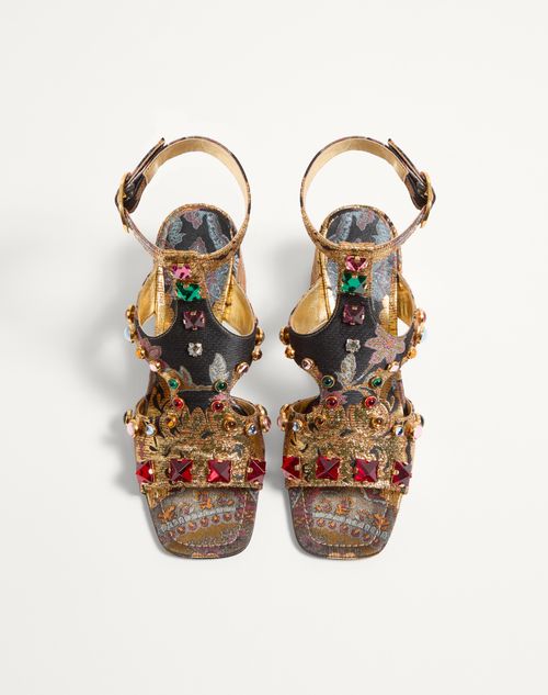 Valentino Garavani - Preshoes Sandal In Apres L'hiver Jacquard Fabric With Crystals 60mm - Multicolour - Woman - Sandals