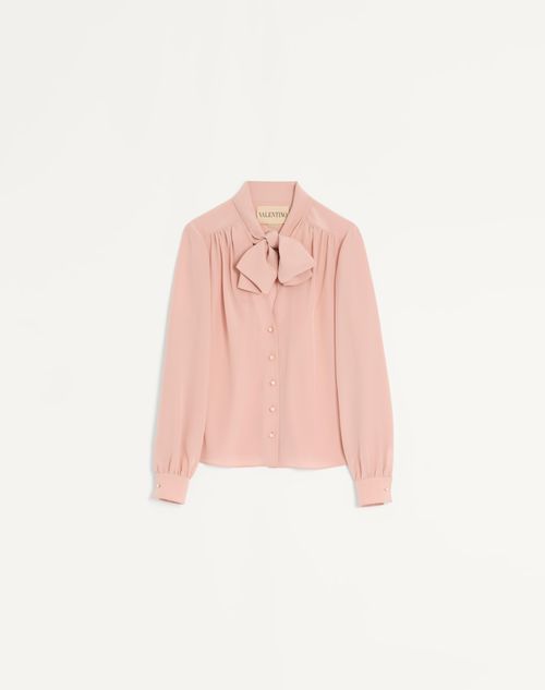 Valentino - Crepe De Chine Shirt - Vintage Rose - Woman - Shirts And Tops