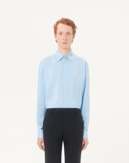 Valentino - Valentino Striped Silk Shirt - Azure - Man - Shirts