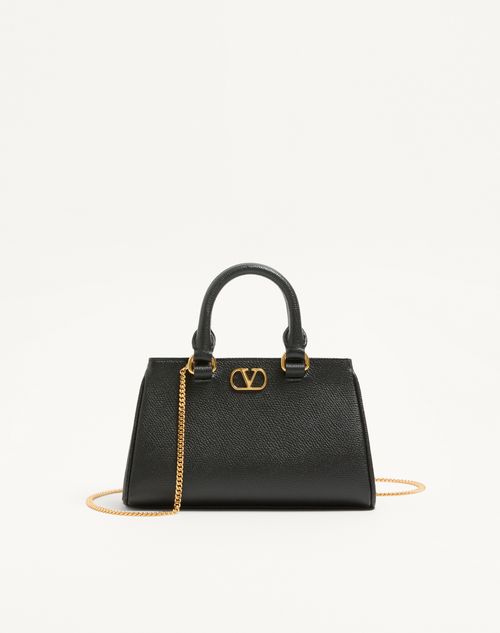 Valentino Garavani - Mini Vlogo Signature Bag In Grainy Calfskin - Black - Woman - Top Handle Bags