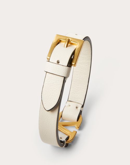 Vlogo Signature Calfskin Bracelet for Woman in Light Ivory 
