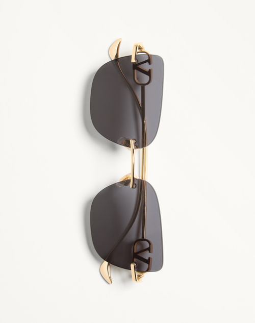 Valentino - Geometric Metal Eyewear - Gold/grey - Woman - Akony Eyewear - Accessories