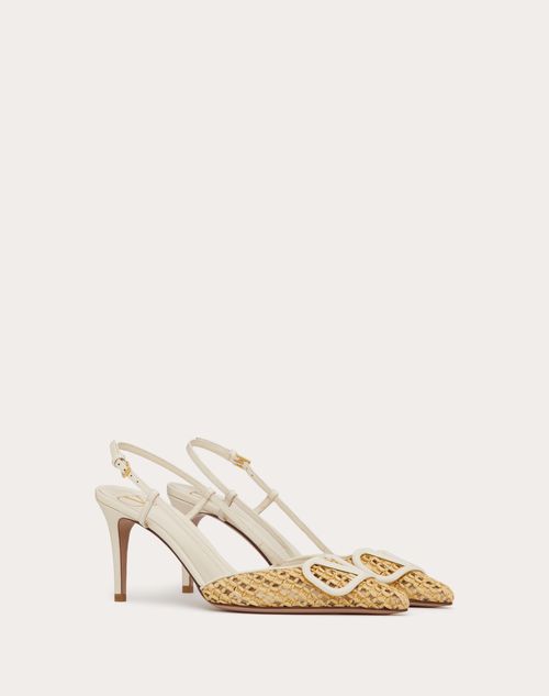 Valentino Garavani - Vlogo Signature Slingpumps Aus Geflochtenem Nappa, 80 Mm - Natur/elfenbein - Frau - Pumps