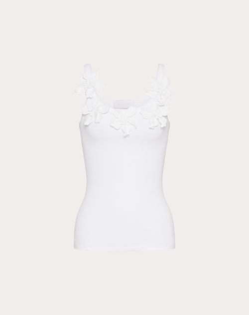 Valentino - Embroidered Cotton Jersey Top - White - Woman - T-shirts And Sweatshirts