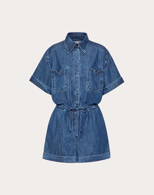 Valentino - Combinaison En Chambray Denim - Bleu - Femme - Shelf - Pap - Garden Party (w3)