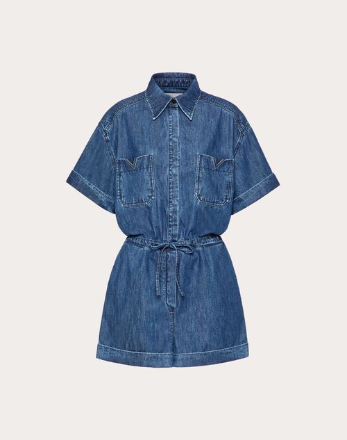 Valentino - Jumpsuit In Chambray Denim - Blue - Woman - Ready To Wear