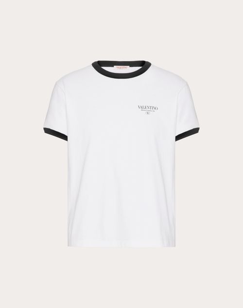 Valentino - T-shirt En Coton À Imprimé Valentino - Blanc/noir - Homme - T-shirts Et Sweat-shirts